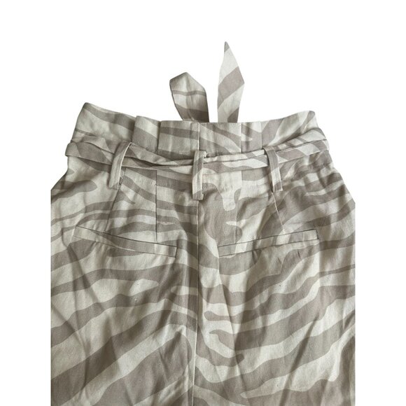 ANINE BING Beige Tan Zebra Print High Waist Belted Shorts Size 36 / US 6 - Picture 7 of 11